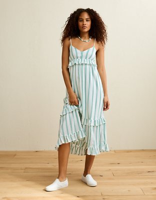 AE V-Neck Ruffle Midi Dress