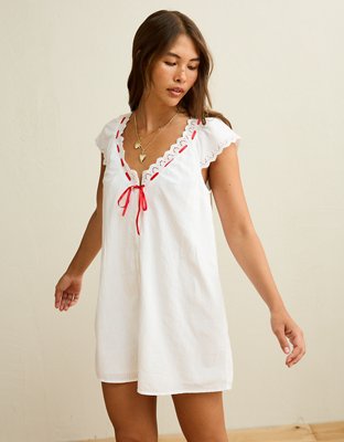 AE V-Neck Ruffled Button-Up Mini Dress
