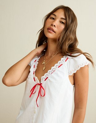 AE V-Neck Ruffled Button-Up Mini Dress
