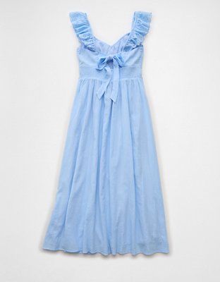 AE Flutter Sleeve Tie-Front Midi Dress