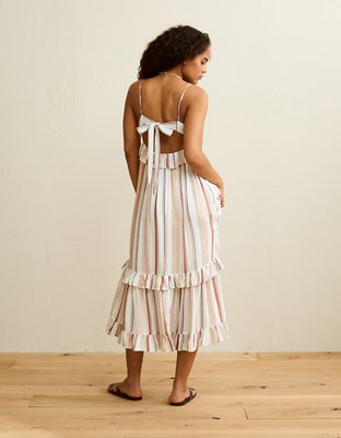 AE V-Neck Ruffle Midi Dress