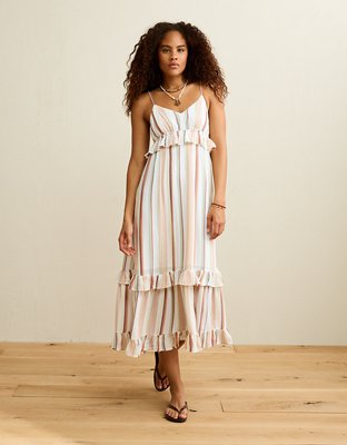 AE V-Neck Ruffle Midi Dress
