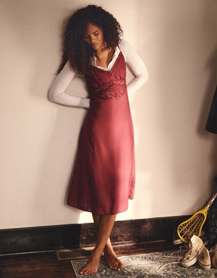 AE V-Neck Slip Midi Dress