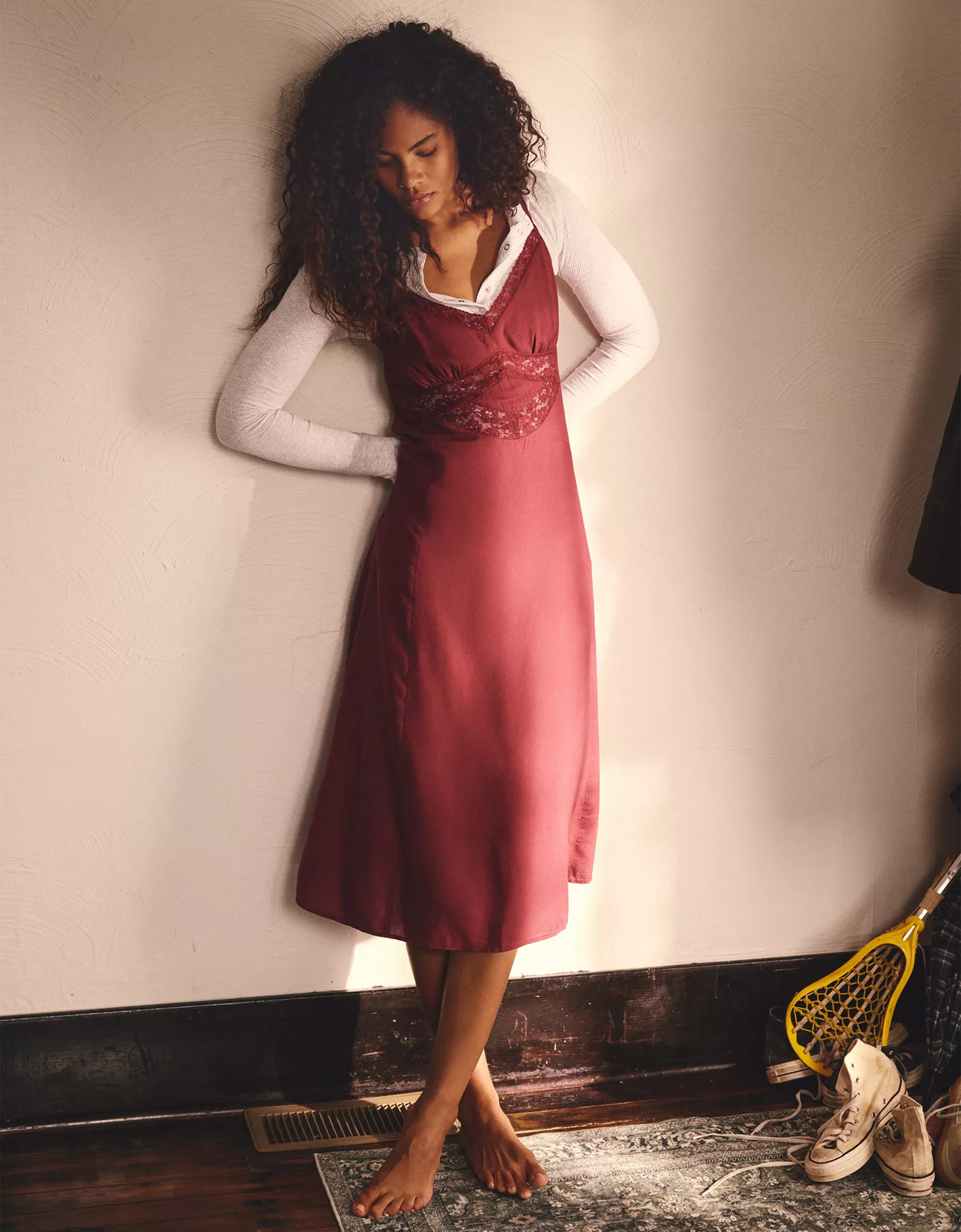 AE V-Neck Slip Midi Dress