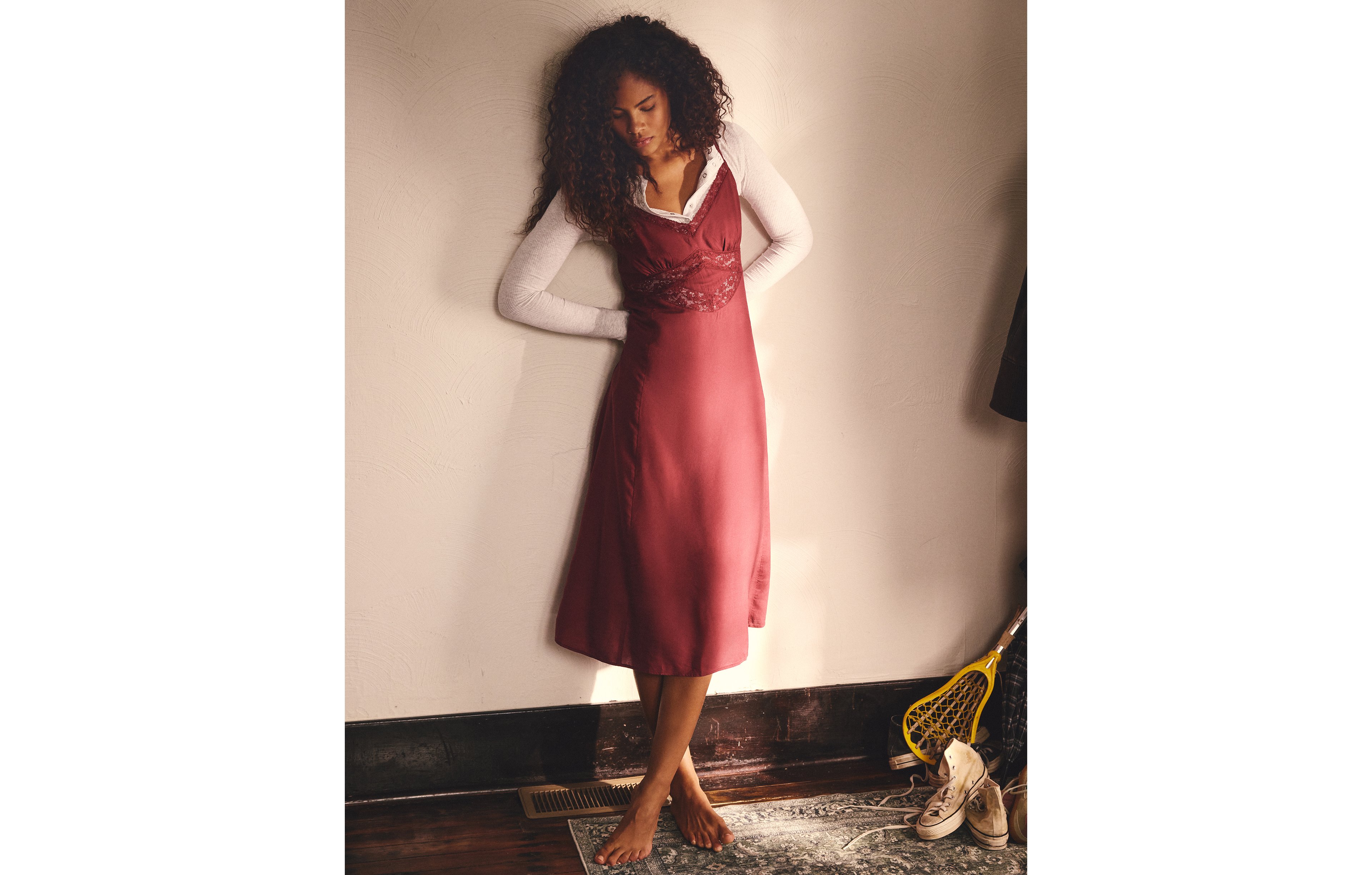 AE V-Neck Slip Midi Dress