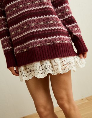 AE Oversized Sweater Lace-Trim Mini Dress