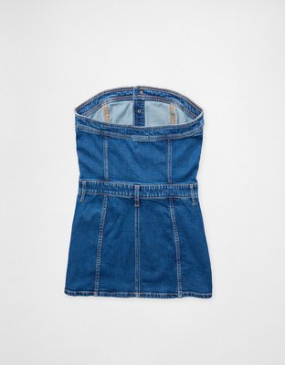 Domelipa x AE Vestido Corto de Denim sin Breteles