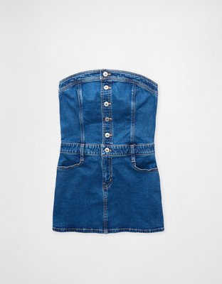 Domelipa x AE Vestido Corto de Denim sin Breteles