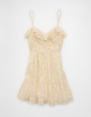 AE x Stagecoach Ruched Mini Dress Women's Yellow S