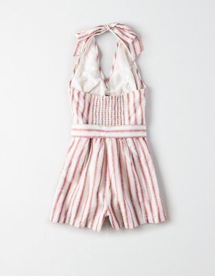 サロペット・オーバーオール・オールインワン ameri vintage RACE TOP SET ROMPERS ameri vintage RACE TOP SET ROMPERS AE Striped Button Front Romper