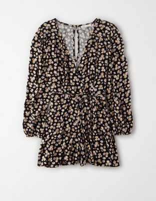 American Eagle AE Printed Long Sleeve Surplice Romper — фото 3