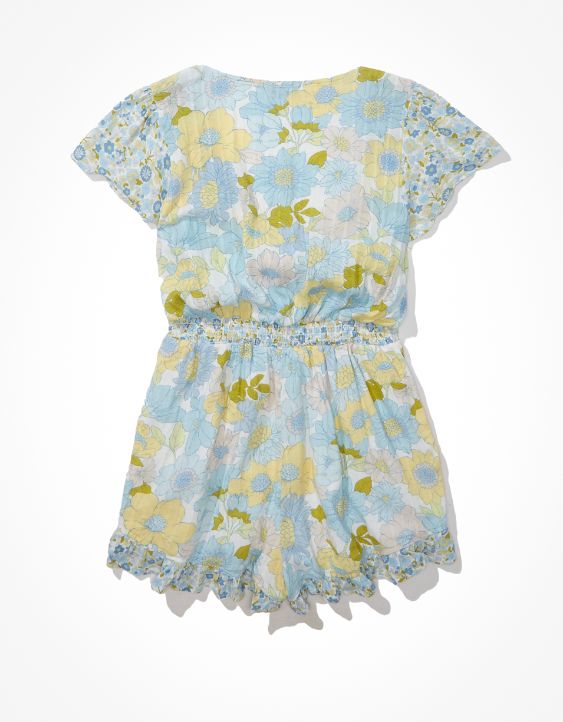 AE Floral Cut-Out Tie-Front Romper