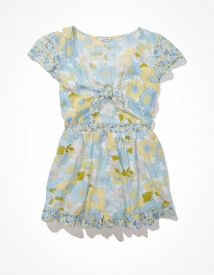 American Eagle AE Floral Cut-Out Tie-Front Romper — фото 3