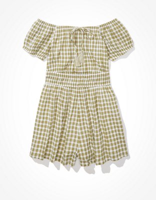 AE Plaid Puff Sleeve Romper