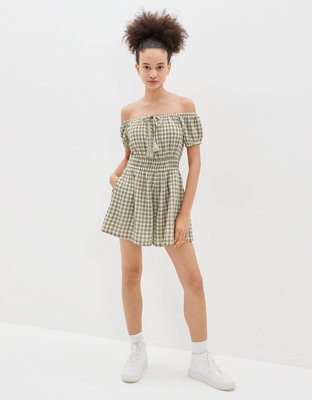 American Eagle AE Plaid Puff Sleeve Romper — фото 4