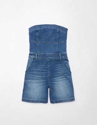 AE Strapless Denim Romper