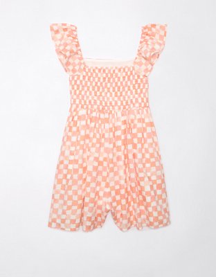 AE Checkered Flutter Sleeve Babydoll Romper | Bramalea City Centre