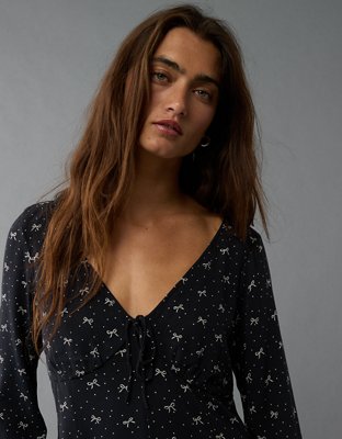 American Eagle AE Long-Sleeve V-Neck Romper — фото 6