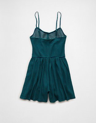 AE Button-Up Textured Knit Romper