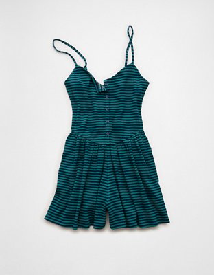 AE Button-Up Textured Knit Romper