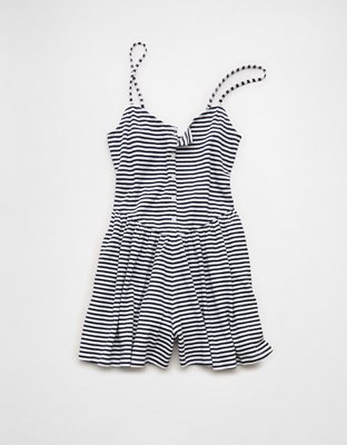 AE Button-Up Textured Knit Romper