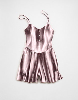 AE Button-Up Textured Knit Romper