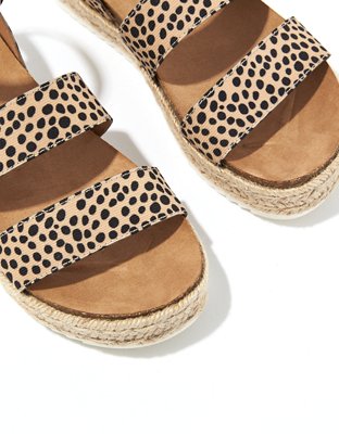 leopard print double strap sandals