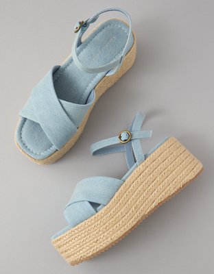 AE Denim Flatform Wedge Sandal