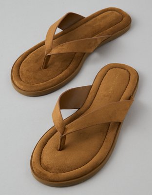 Женские сандалии American Eagle AE Faux Suede Thong, цвет: Коньячный — фото 3