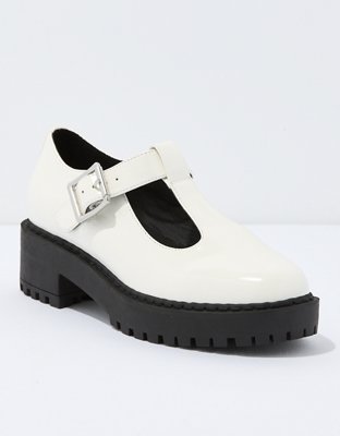 White t cheap strap shoes