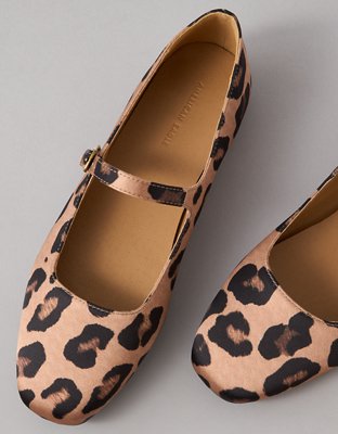 AE Chatas estilo Zapatos Punta Redonda Mary Jane de Leopardo