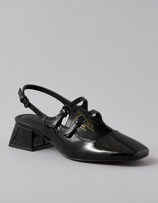 AE Vegan Patent Leather Sling-Back Sandals