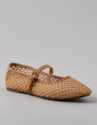 AE Raffia Mesh Mary Jane Flats | American Eagle
