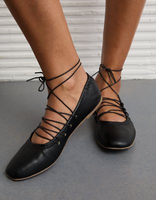 dress flats Women's an elastic bridge strap AE Lace-Up Ballet Flat Women's