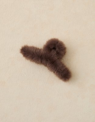 Женские аксессуары для волос American Eagle AE Fuzzy Claw Clip, цвет: Коричневый