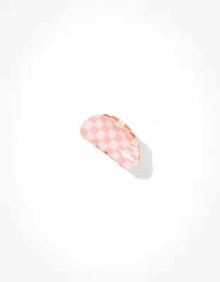 AEO Pink + Orange Checkered Claw Clip