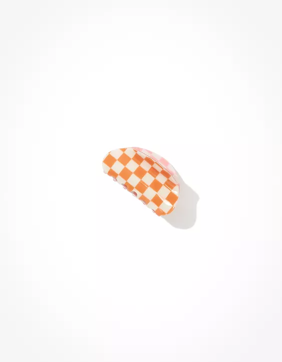 AEO Pink + Orange Checkered Claw Clip