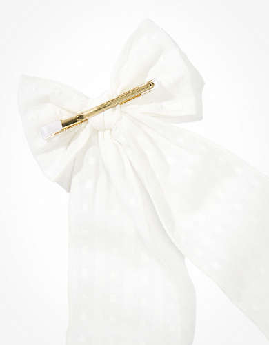 AEO White Cotton Bow Clip