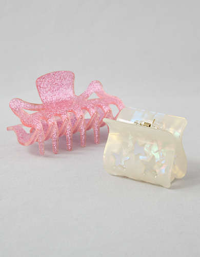 AE Pink & Pearl Sparkle Claw Clip 2-Pack