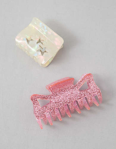 AE Pink & Pearl Sparkle Claw Clip 2-Pack