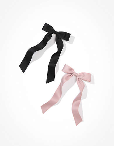AEO Pink + Black Hair Bow 2-Pack