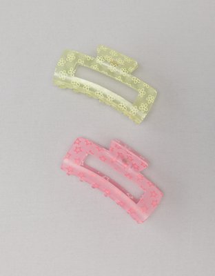 AEO Embossed Daisy Rectangle Claw Clip 2-Pack