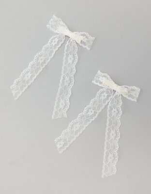 RIBBON BOW, WHITE LACE