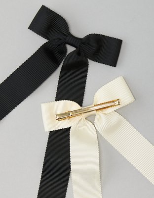 AE Black & Cream Hair Bow 2-Pack