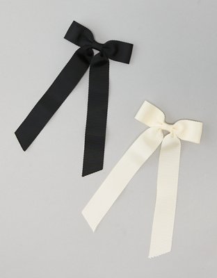 AE Black & Cream Hair Bow 2-Pack