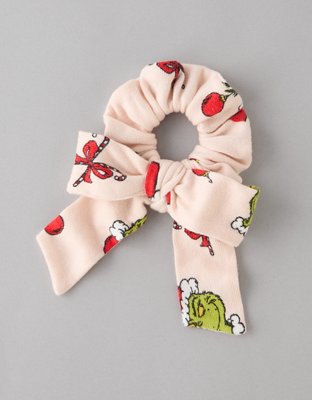 AEO Grinch PJ Bow Scrunchie