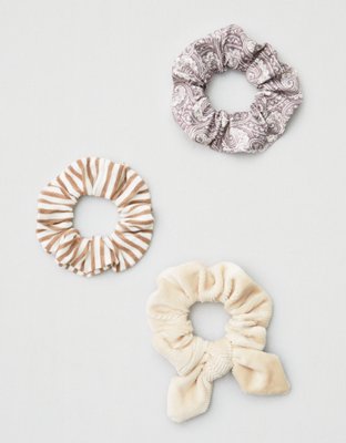Женские аксессуары для волос American Eagle AEO Cream & Paisley Scrunchie 3-Pack — фото 2