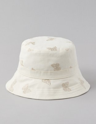 Bucket Hats Women Butterfly Embroidered Double-sided Fisherman Hat