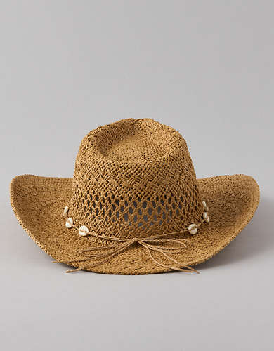 AE Crochet Straw Cowboy Hat