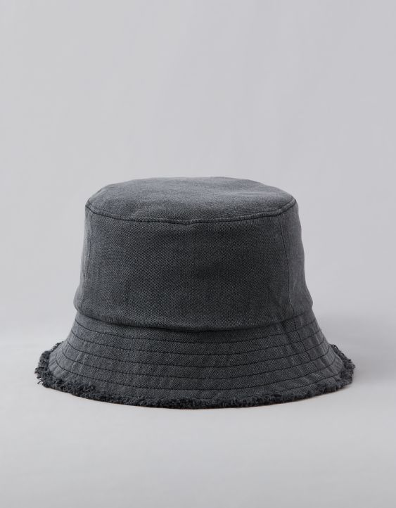 Reversible Black Repurposed Bucket Hat